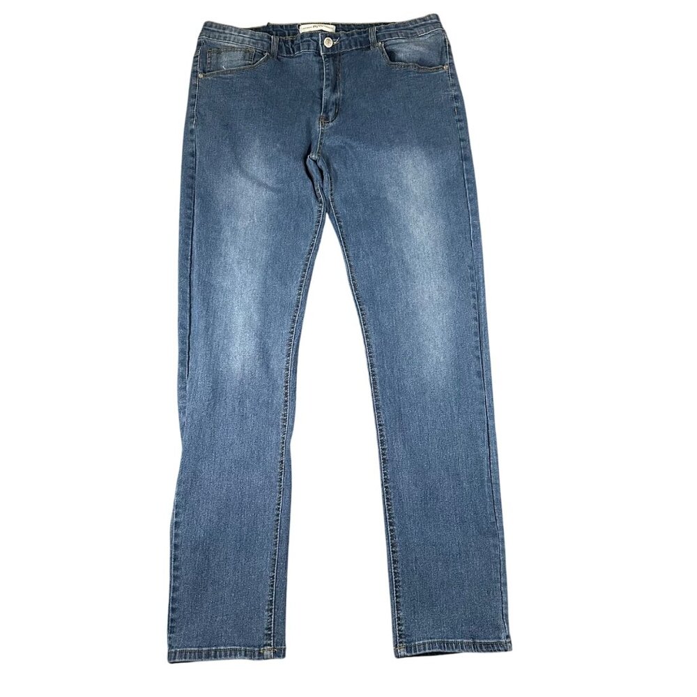 Refinery Republic Mens *38x32 Denim Blue Jeans Straight‎ Leg 5 Pocket Jeans